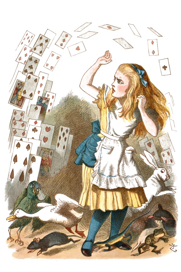 Alice Overturns pack of cards