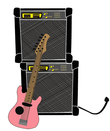 Pink Electric Guitar and Amp