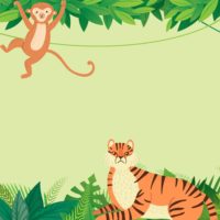 Monkey and Tiger in Jungle